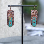 Artful Unique Textured Copper Brass Patina Riveted Statement Earrings Jax Atelier Made in San Diego