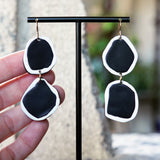 Unique Black White Abstract Polymer Clay Statement Earrings Made in San Diego JAX Atelier