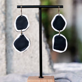 Black White Abstract Polymer Clay Statement Earrings San Diego Made JAX Atelier