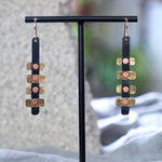 Unique Black Copper Patina Brass Riveted Tiered Statement Earrings Jax Atelier San Diego Made 