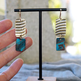 OOAK Artful Textured Brass Copper Patina Statement Earrings JAX Atelier San Diego Made