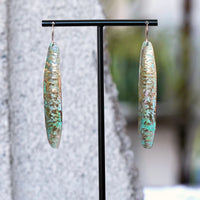 Textured Folded Blue Patina Brass Statement Earrings JAX Atelier Made in San Diego