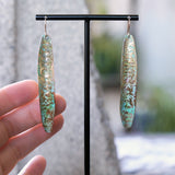 Artful Textured Blue Patina Brass Statement Earrings JAX Atelier Made in San Diego