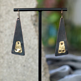 Unique Trapezoid Black Copper Patina Brass Riveted Earrings JAX Atelier Made in San Diego